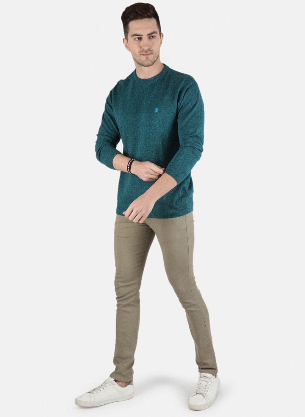 Men Green Solid Pullover