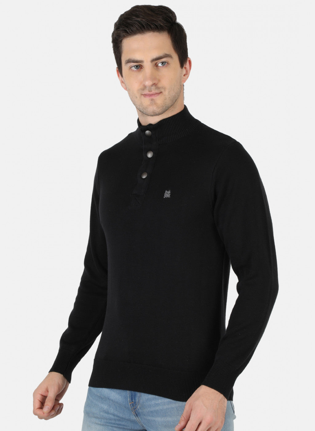Men Black Solid Pullover