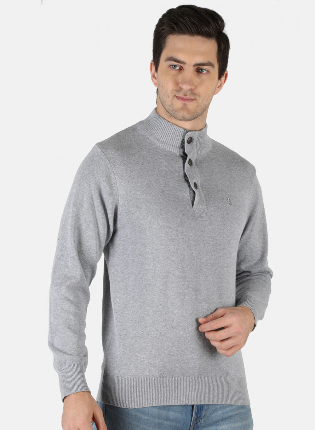Men Grey Solid Pullover