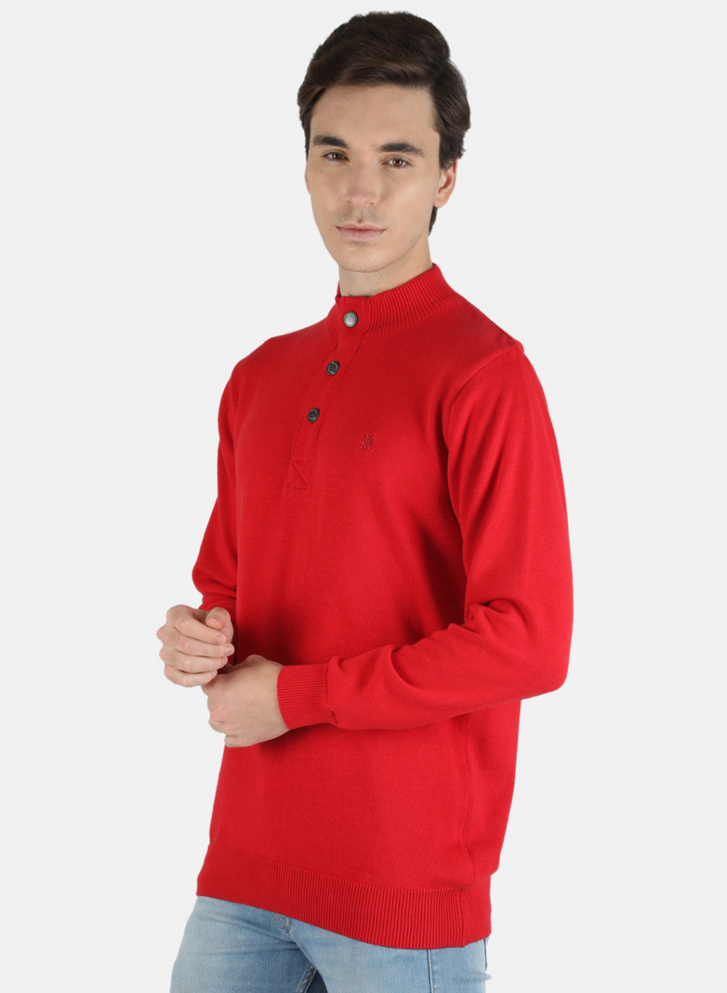 Men Red Solid Pullover