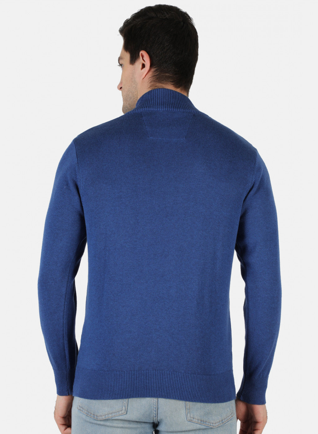 Men Blue Solid Pullover