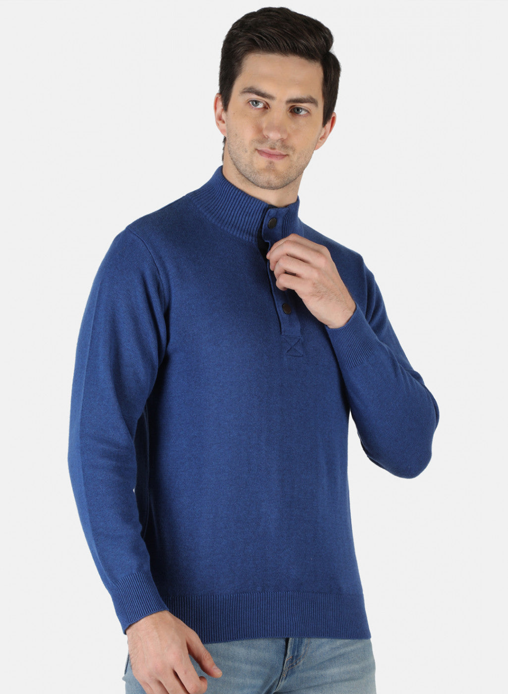 Men Blue Solid Pullover
