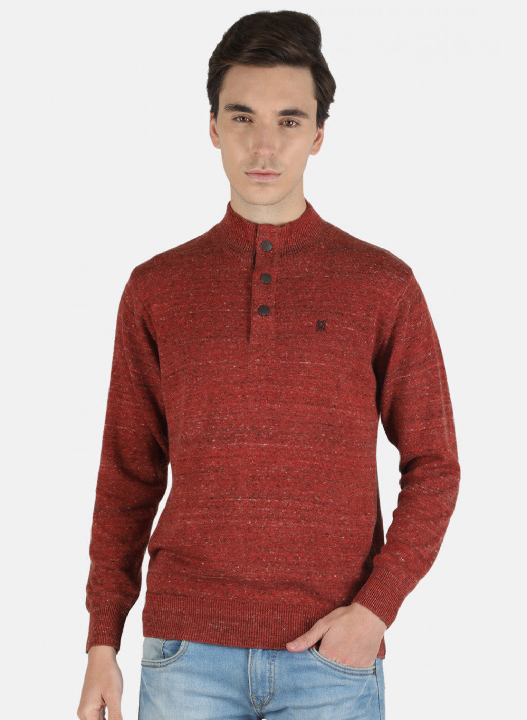 Men Red Solid Pullover