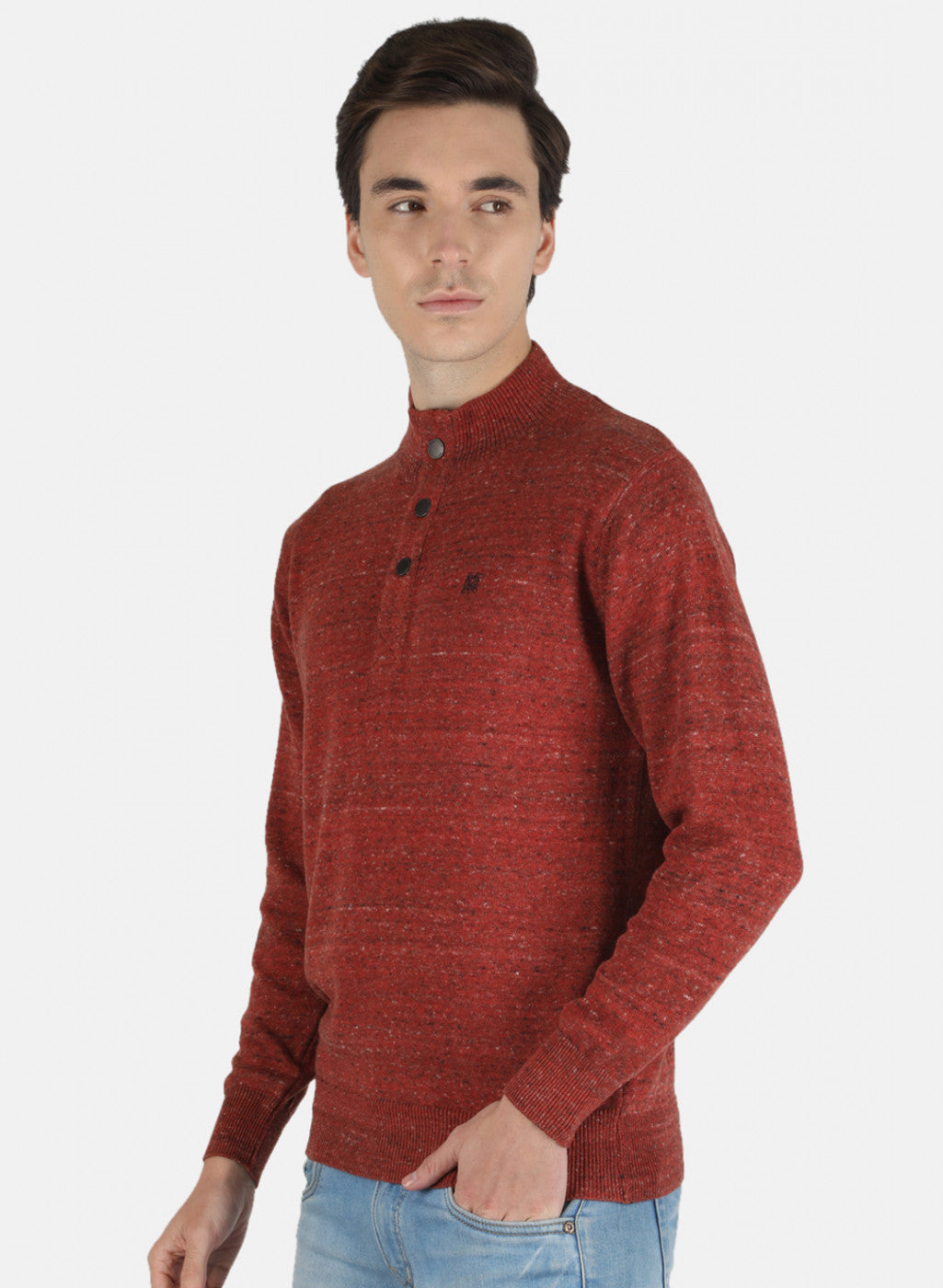 Men Red Solid Pullover