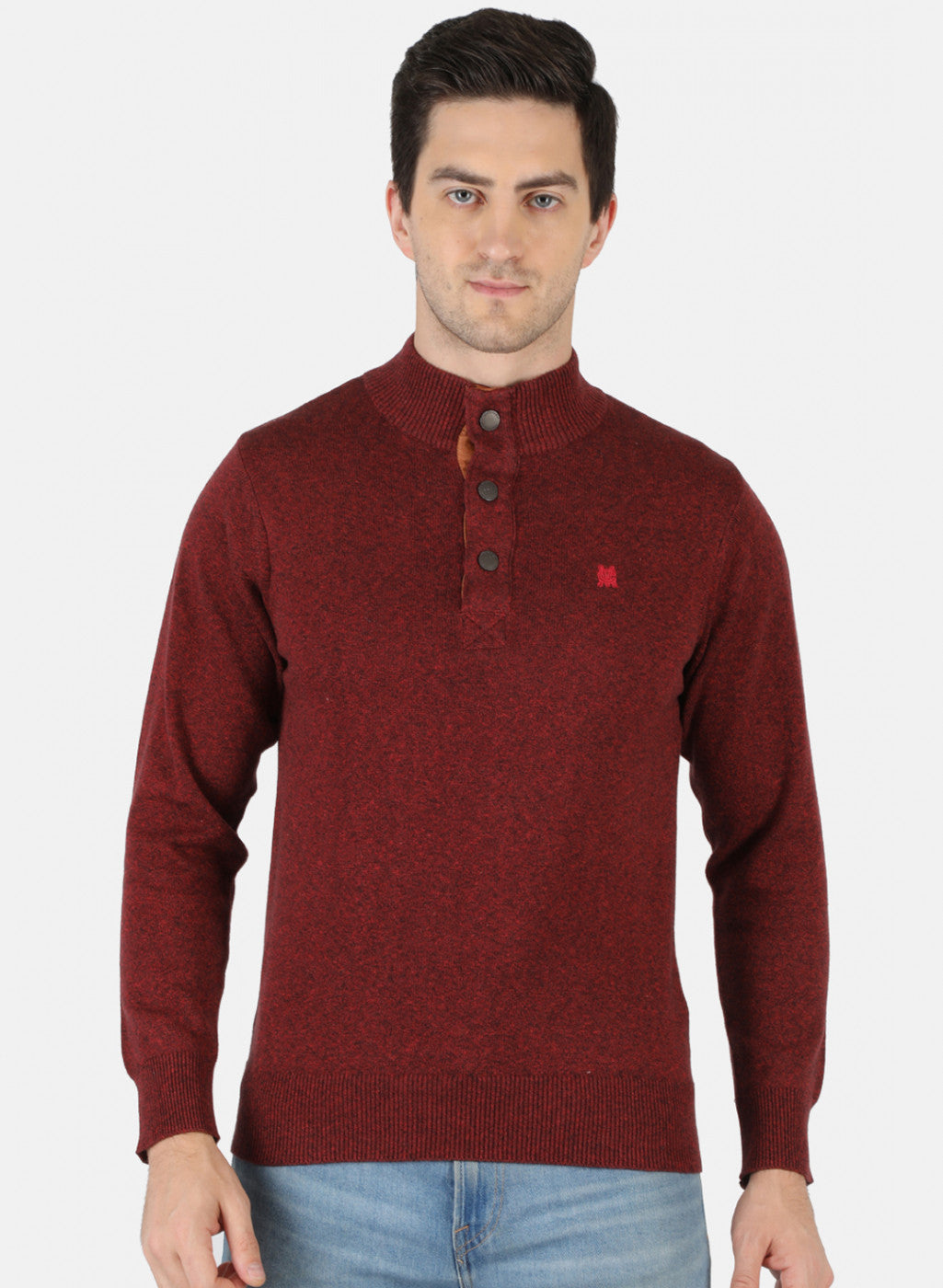 Men Red Solid Pullover
