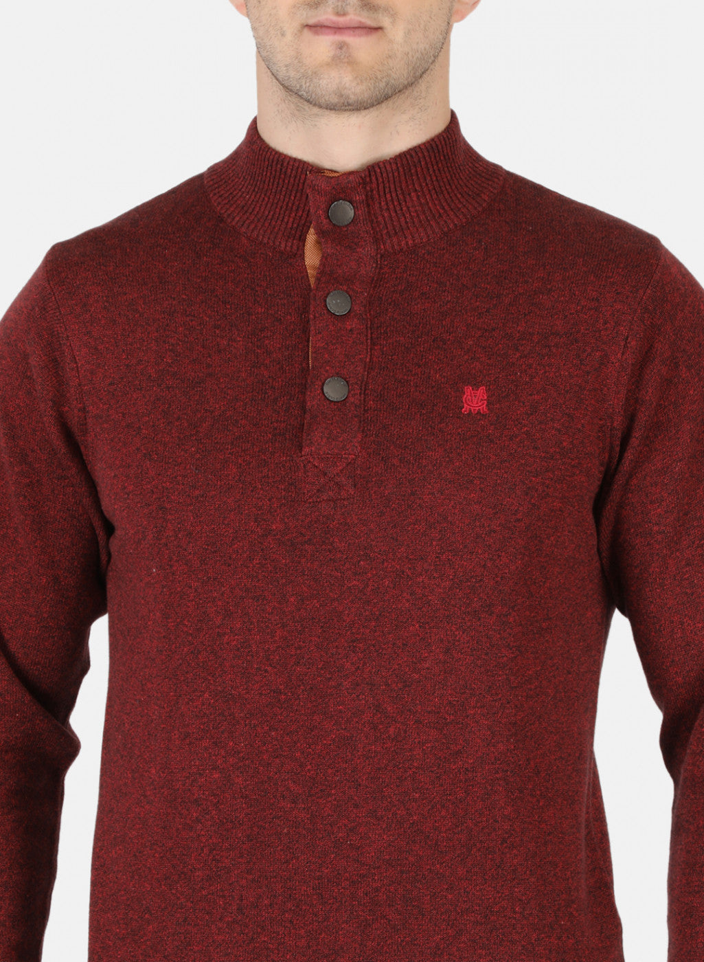 Men Red Solid Pullover