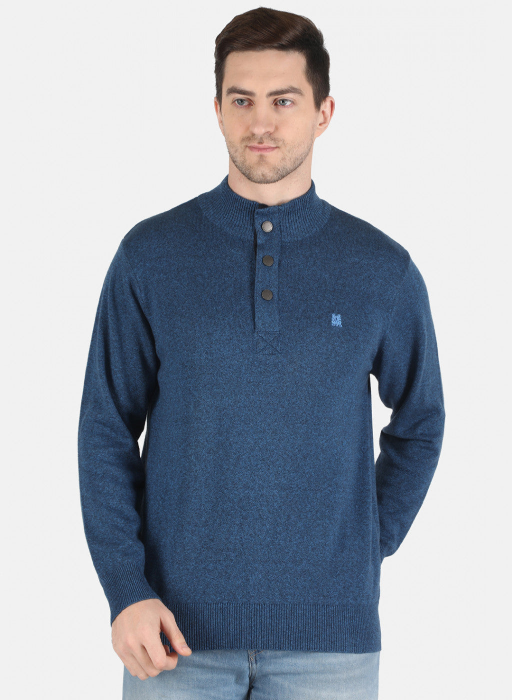 Men Blue Solid Pullover