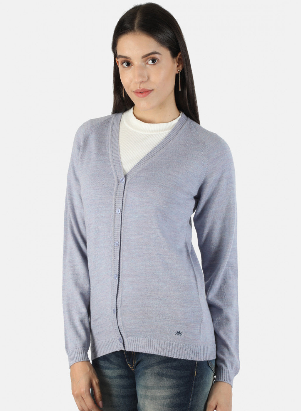 Women Blue Solid Cardigan