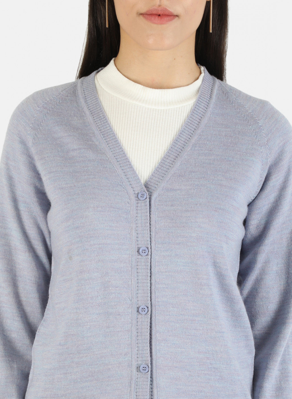 Women Blue Solid Cardigan