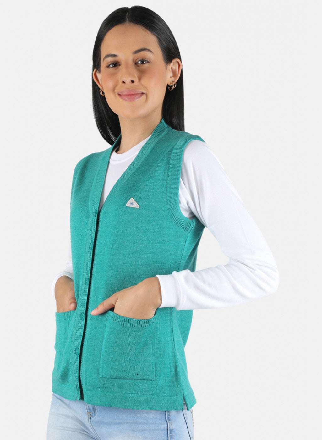Women Green Solid Cardigan