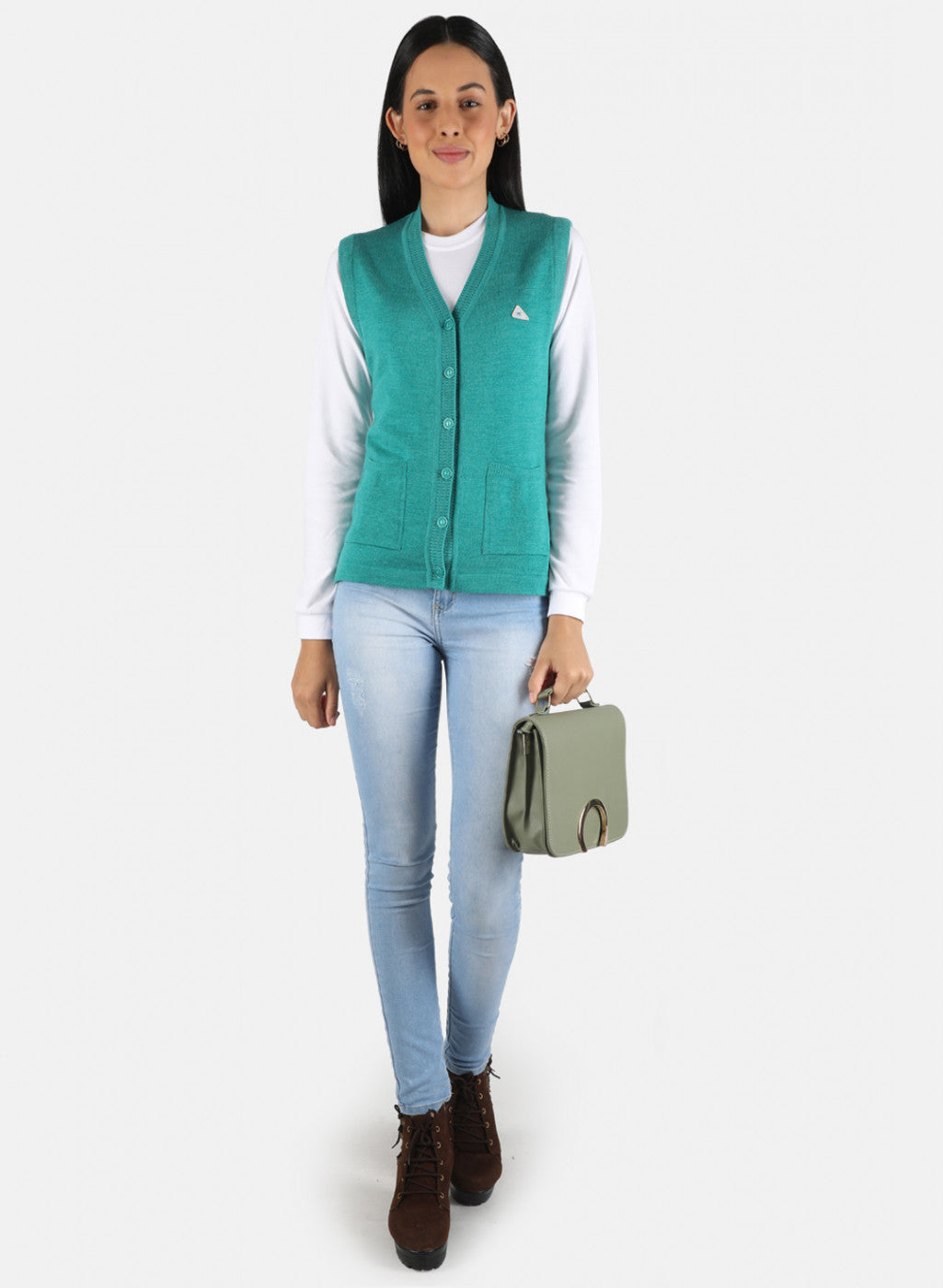 Women Green Solid Cardigan
