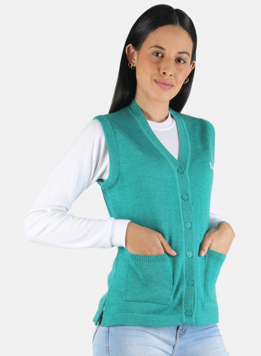 Women Green Solid Cardigan