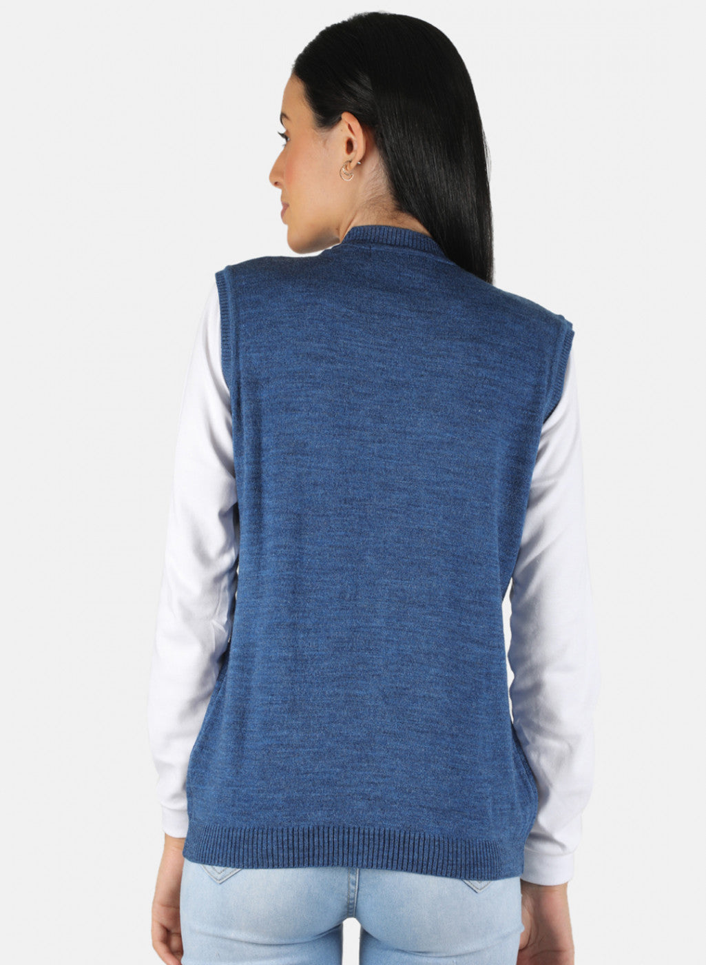 Women Blue Solid Cardigan