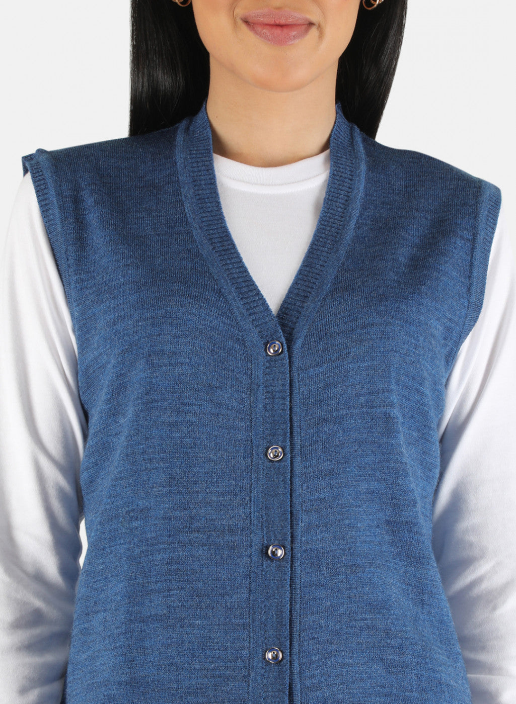 Women Blue Solid Cardigan