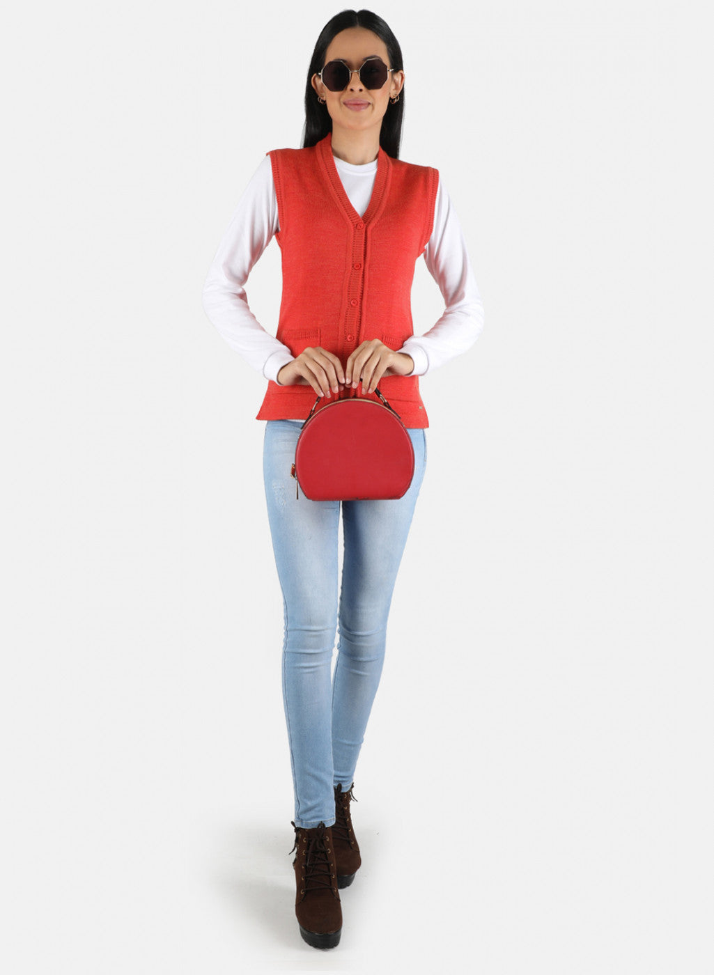 Women Orange Solid Cardigan