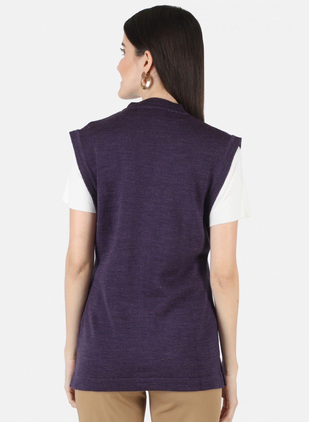 Women Purple Solid Cardigan