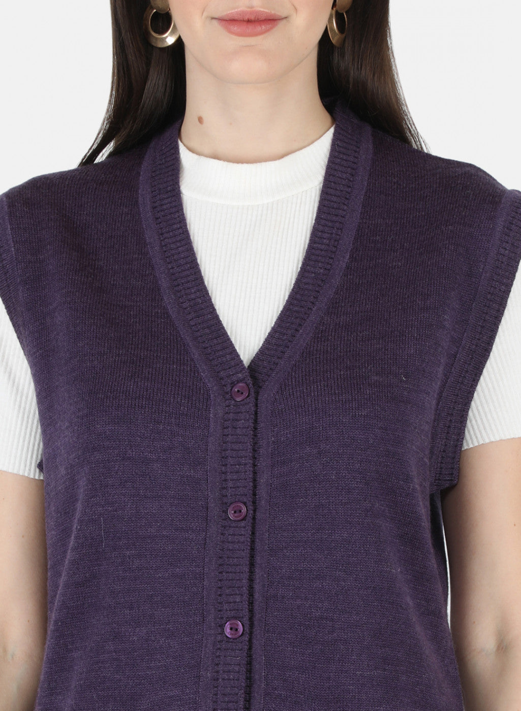 Women Purple Solid Cardigan