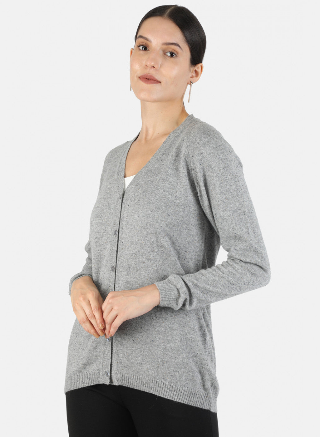 Women Grey Solid Cardigan