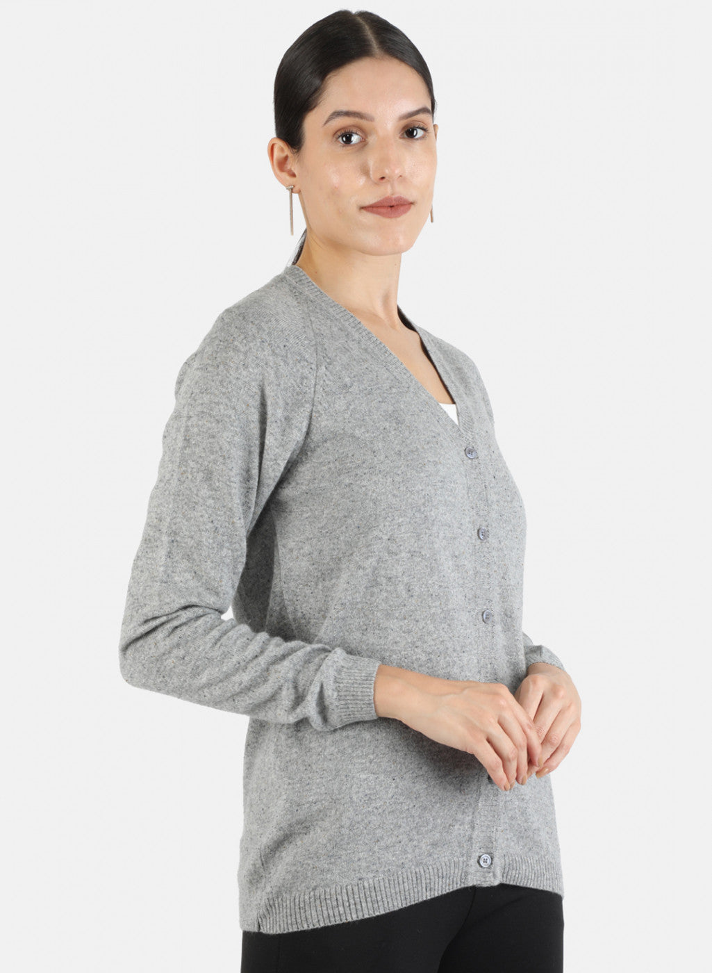 Women Grey Solid Cardigan