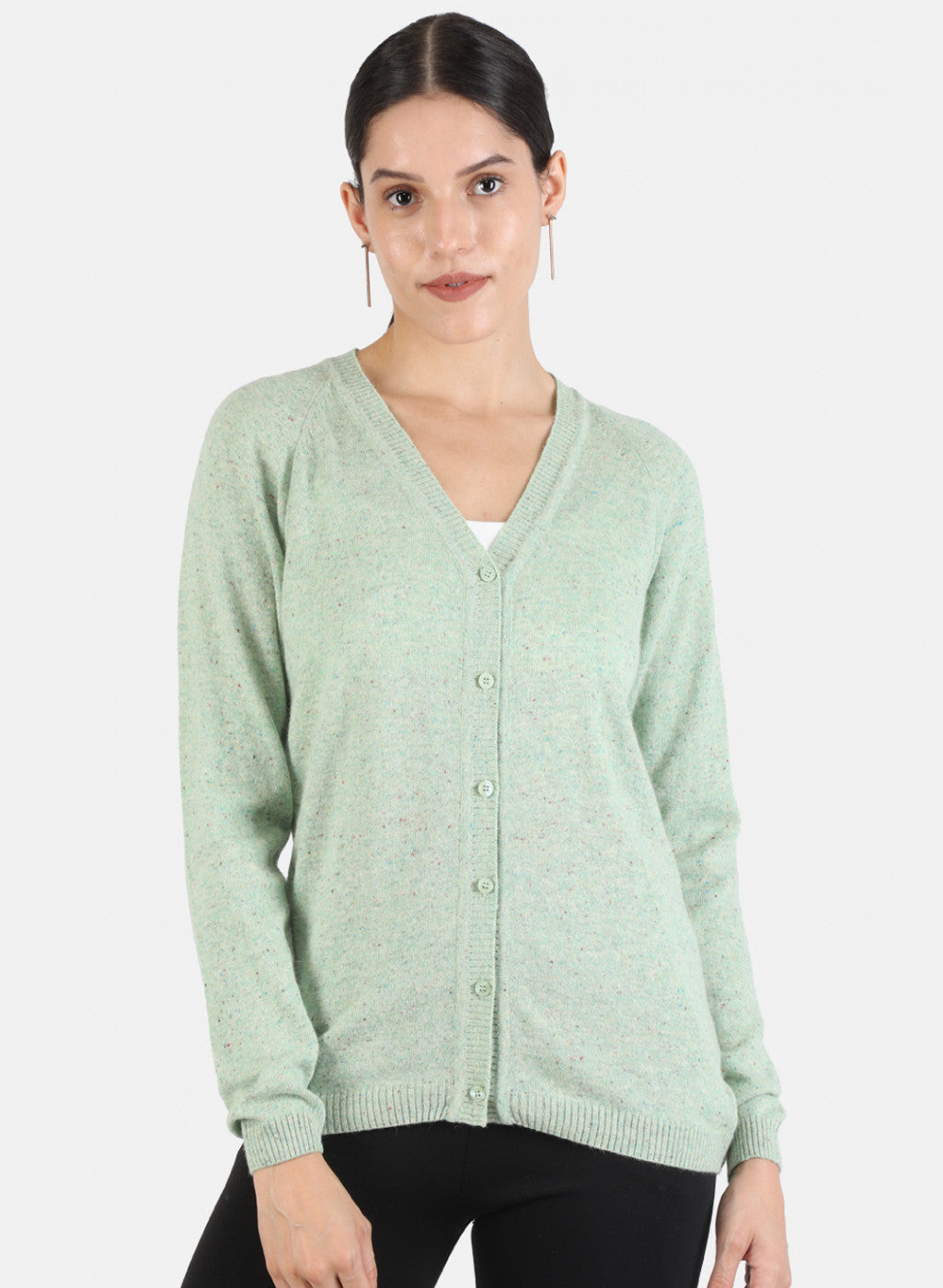 Women Green Solid Cardigan