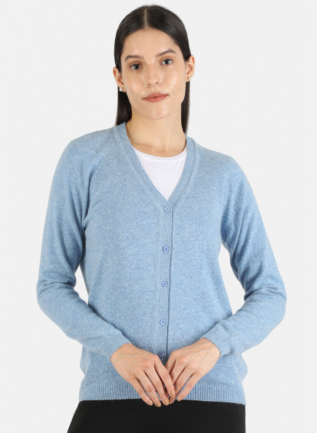 Women Blue Solid Cardigan