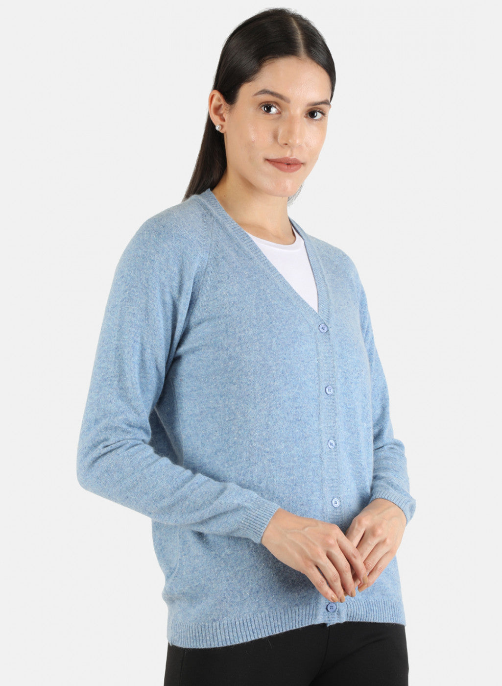 Women Blue Solid Cardigan