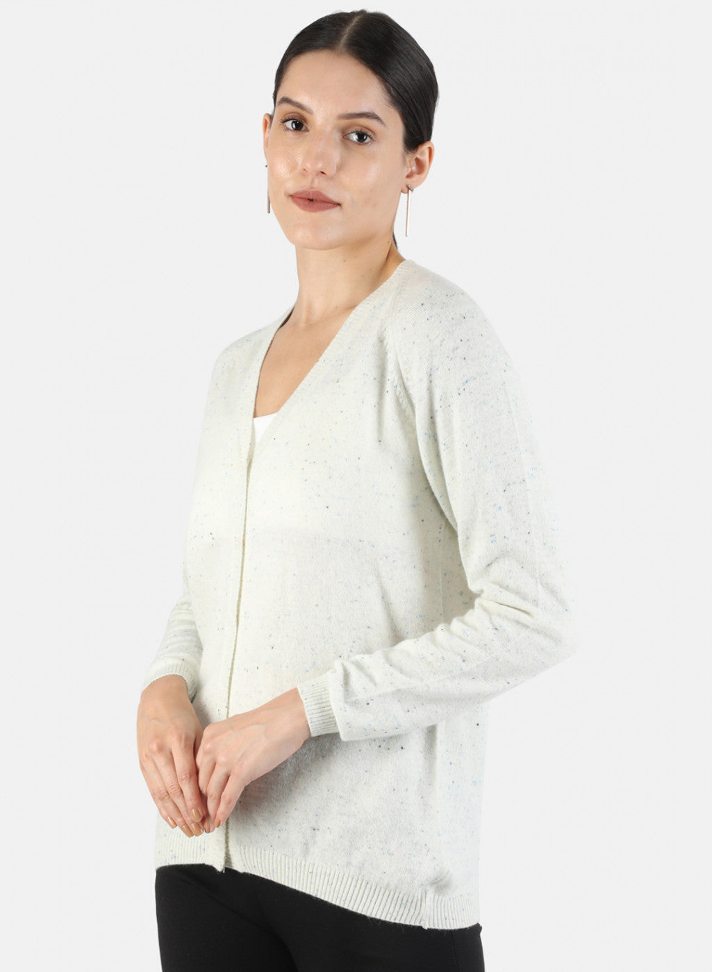 Women White Solid Cardigan
