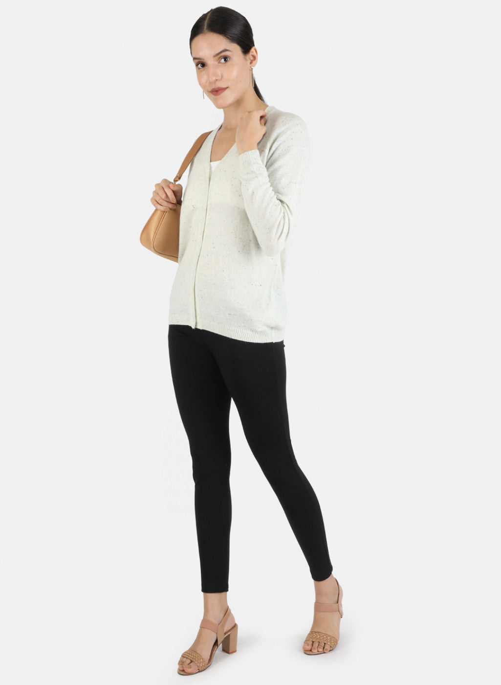 Women White Solid Cardigan