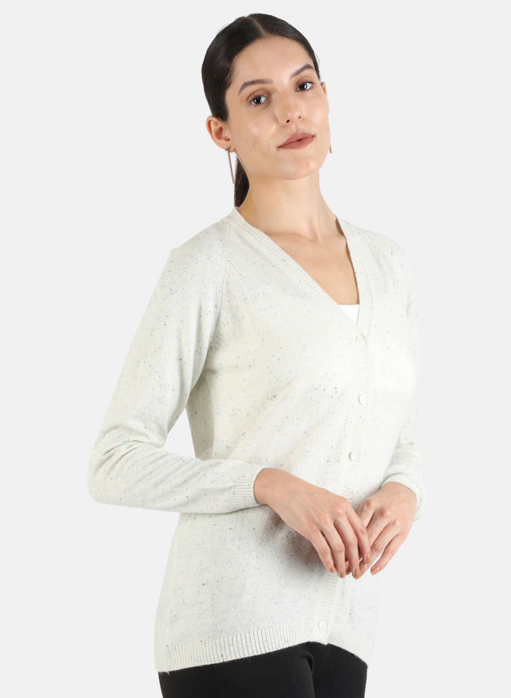 Women White Solid Cardigan