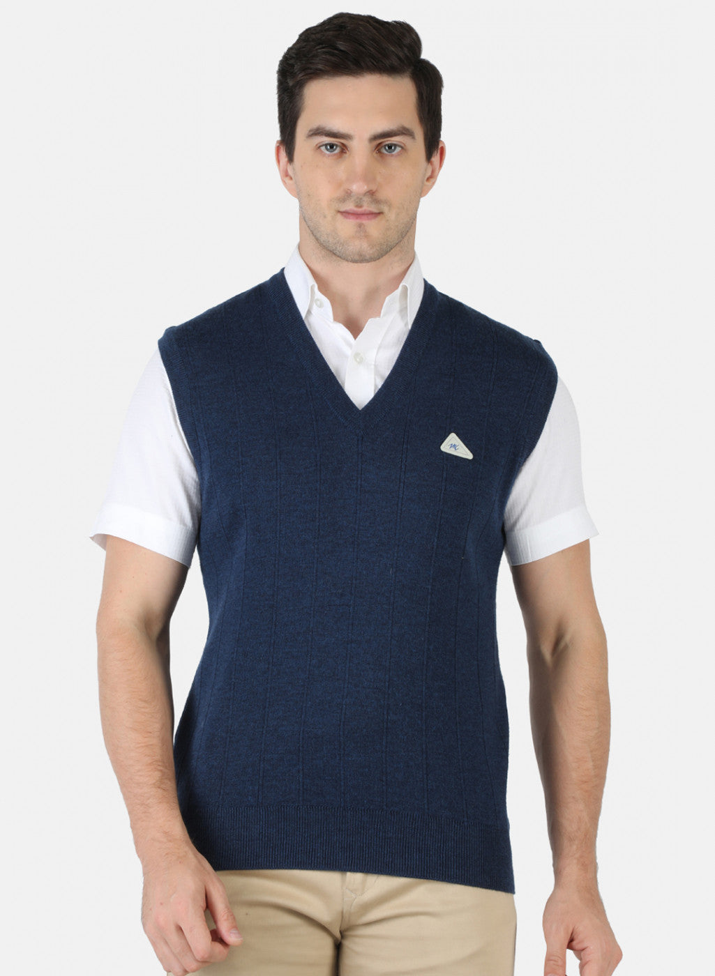 Men Blue Solid Sweater