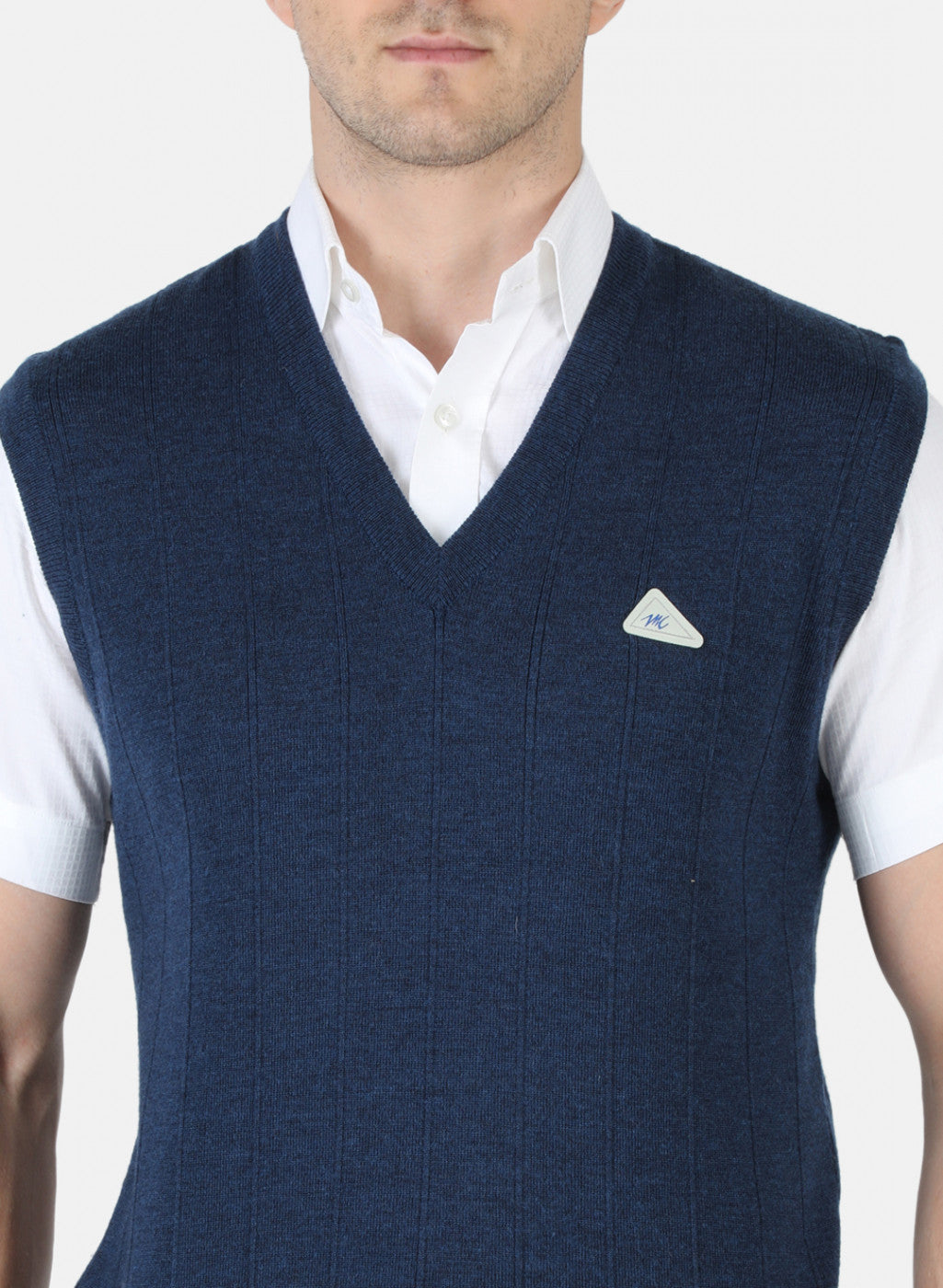 Men Blue Solid Sweater