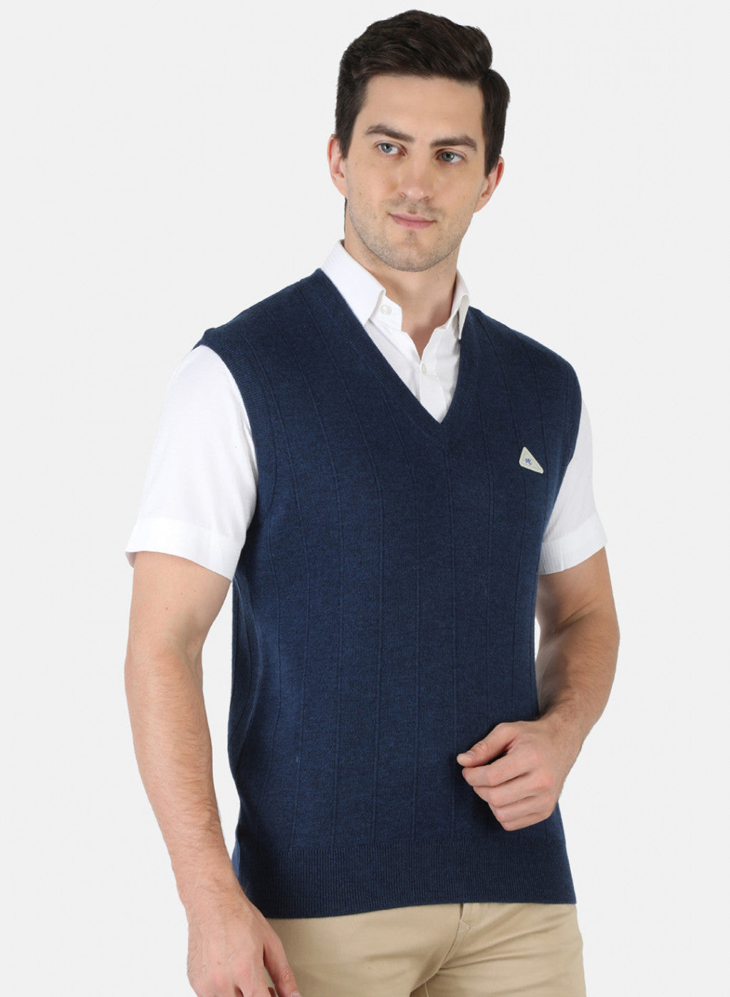 Men Blue Solid Sweater