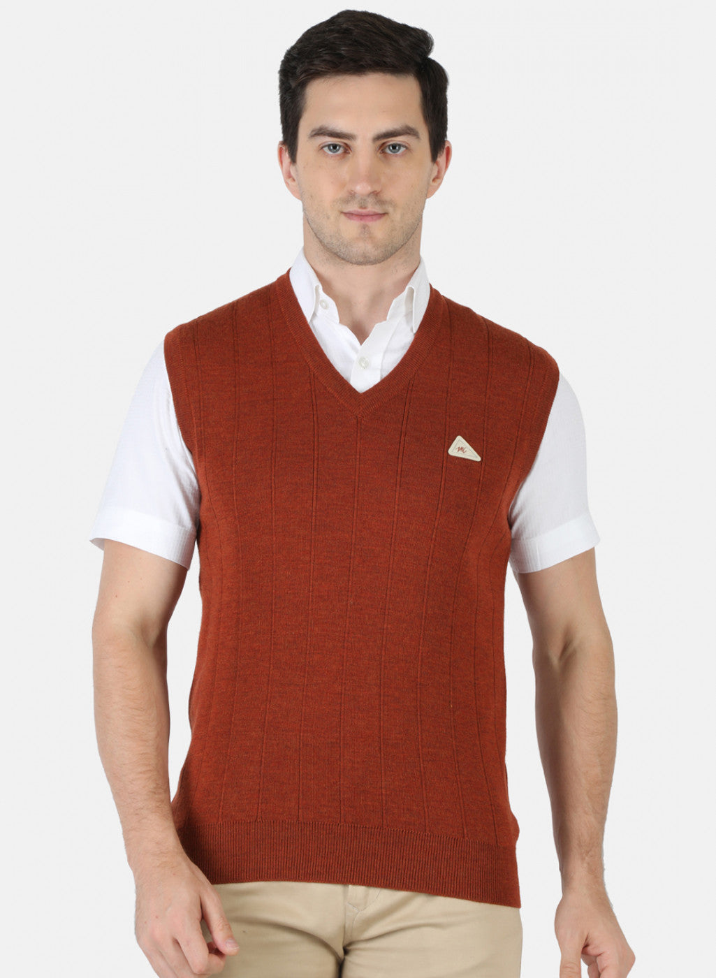 Men Orange Solid Sweater