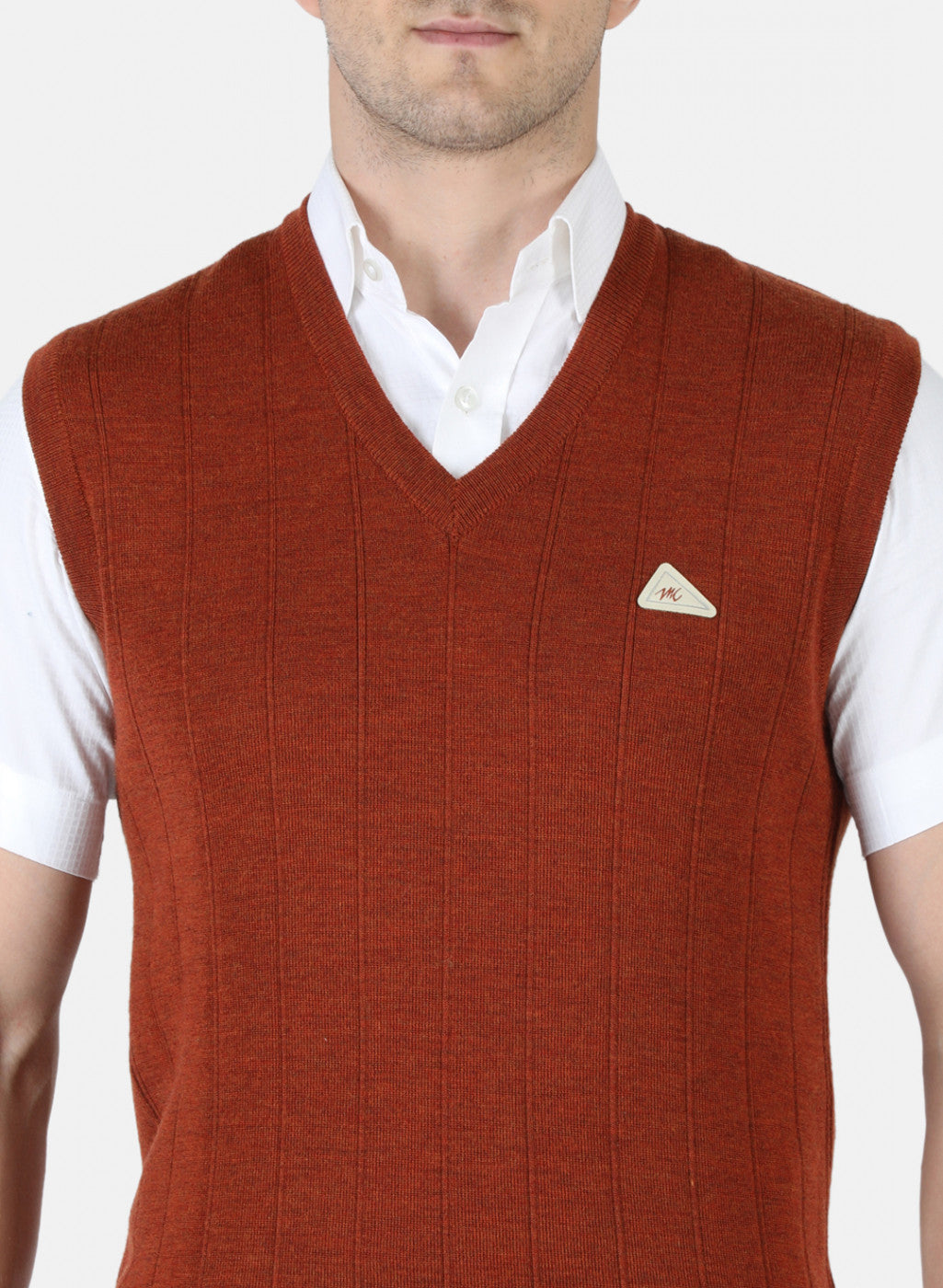 Men Orange Solid Sweater