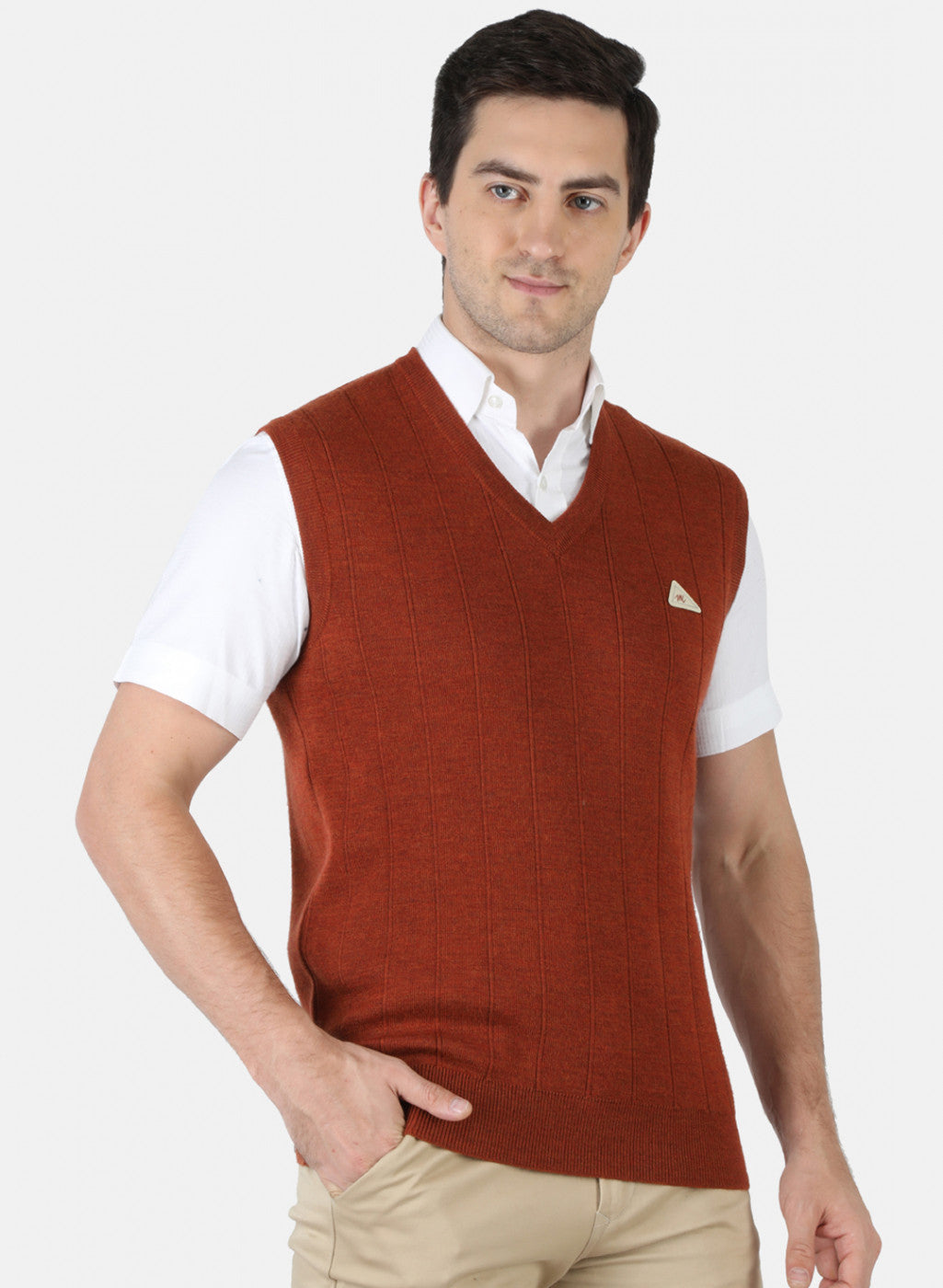 Men Orange Solid Sweater