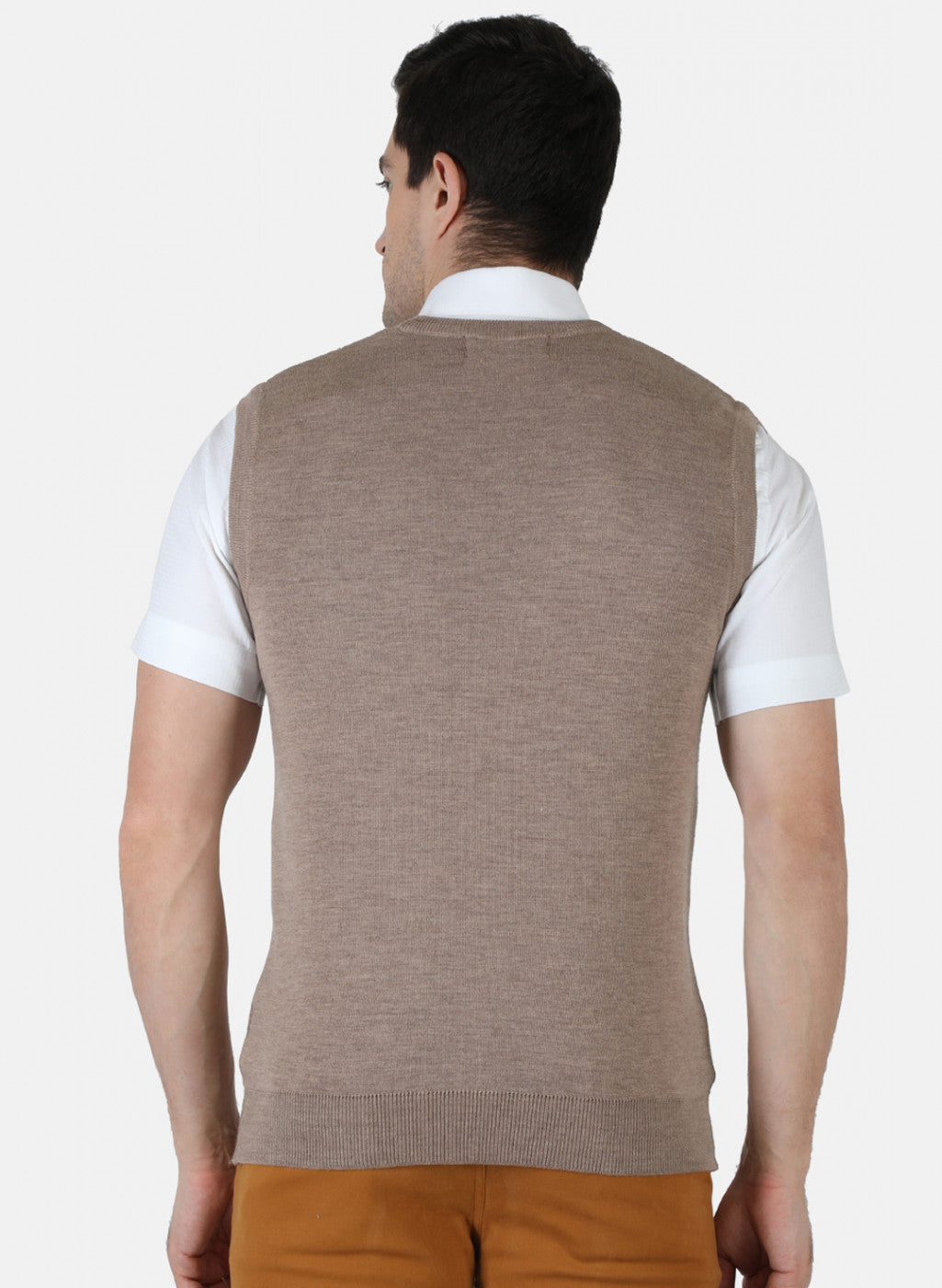 Men Brown Solid Sweater