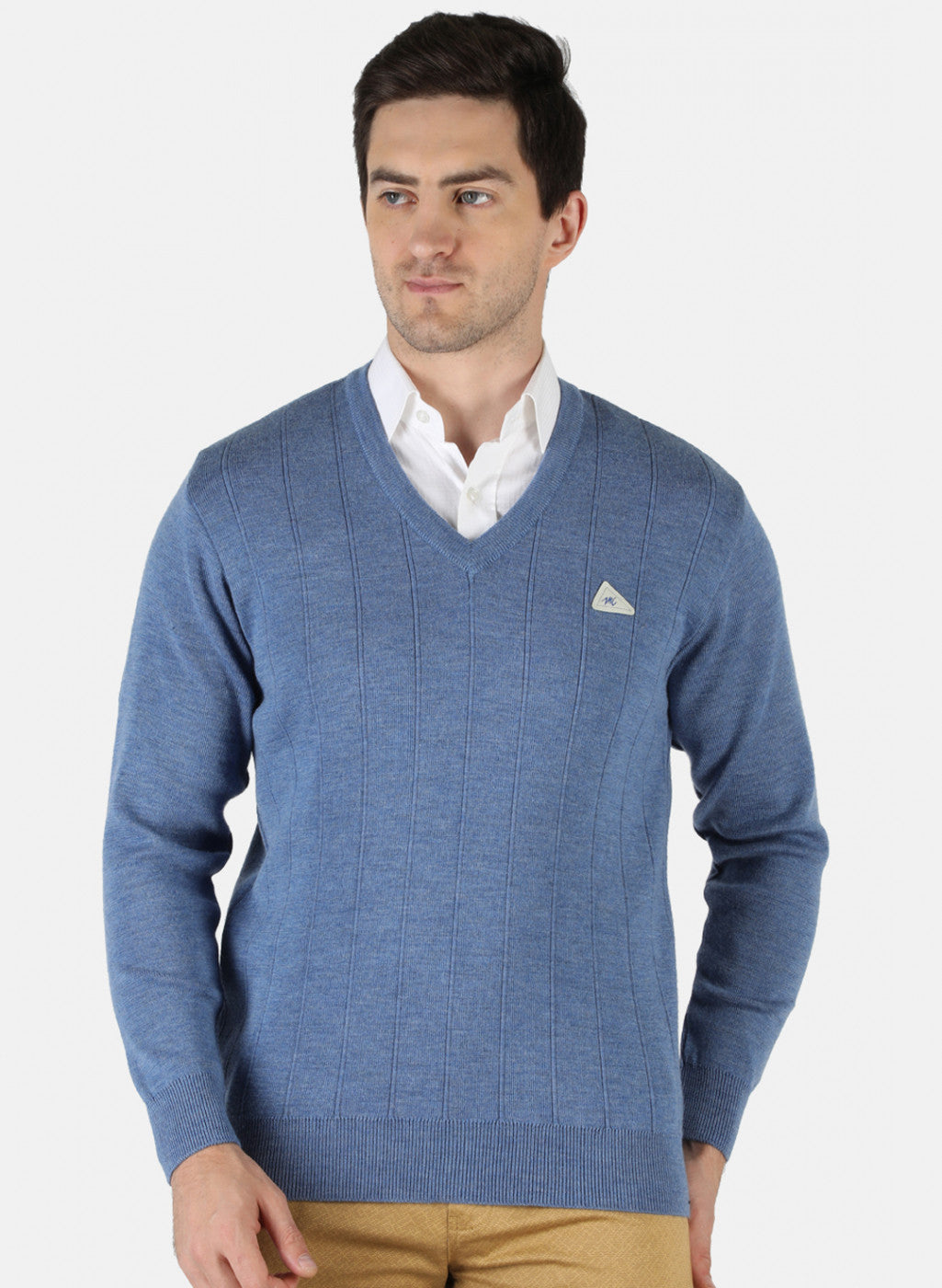 Men Blue Solid Pullover