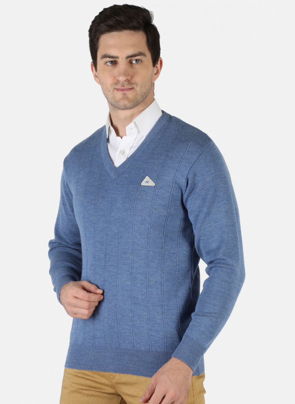 Men Blue Solid Pullover