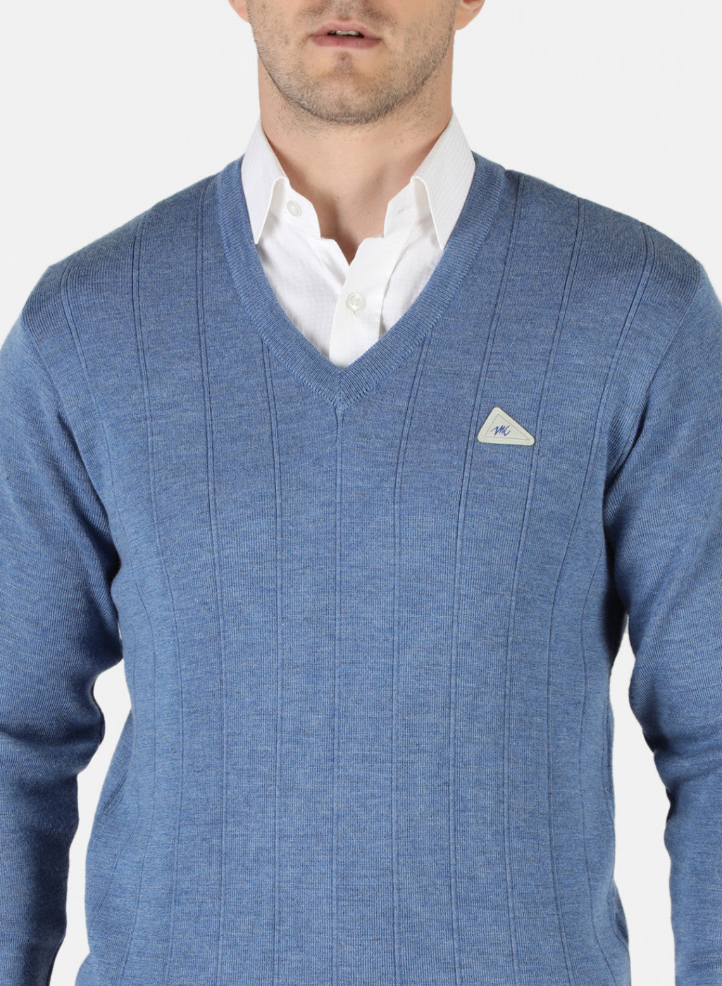 Men Blue Solid Pullover
