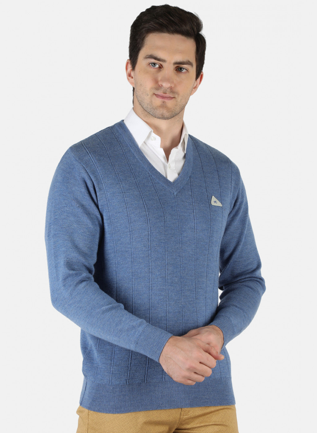Men Blue Solid Pullover