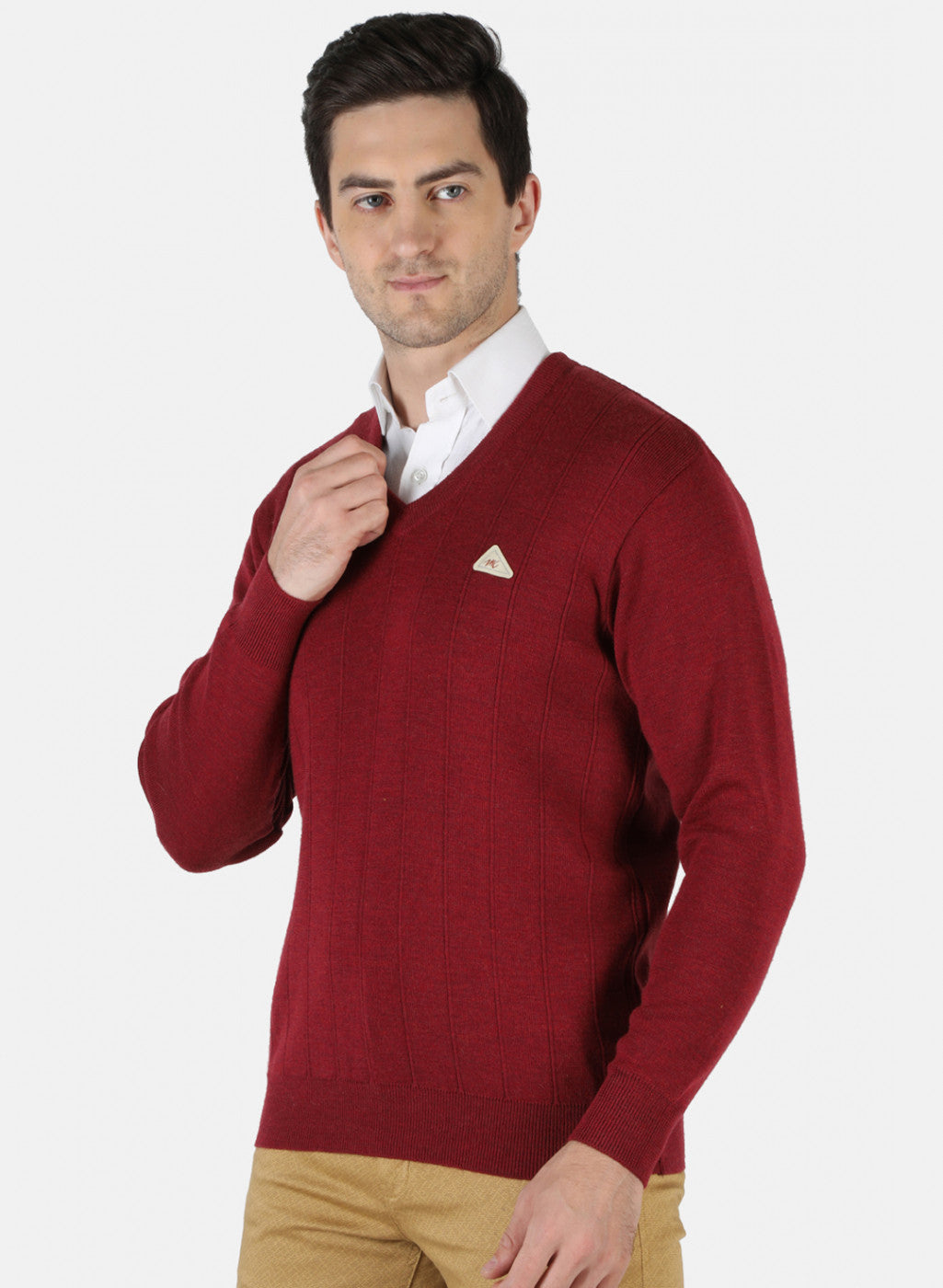 Men Maroon Solid Pullover