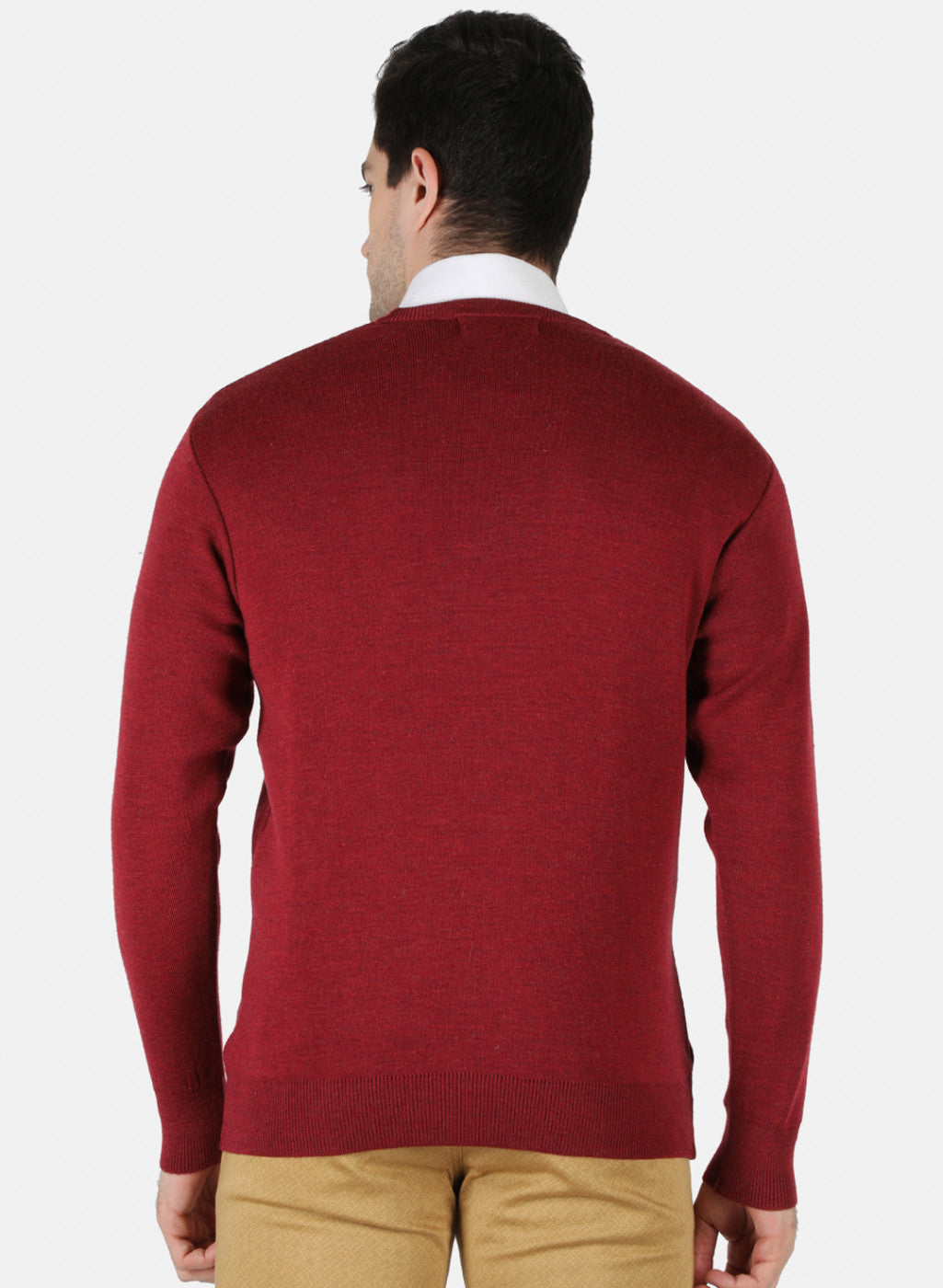 Men Maroon Solid Pullover