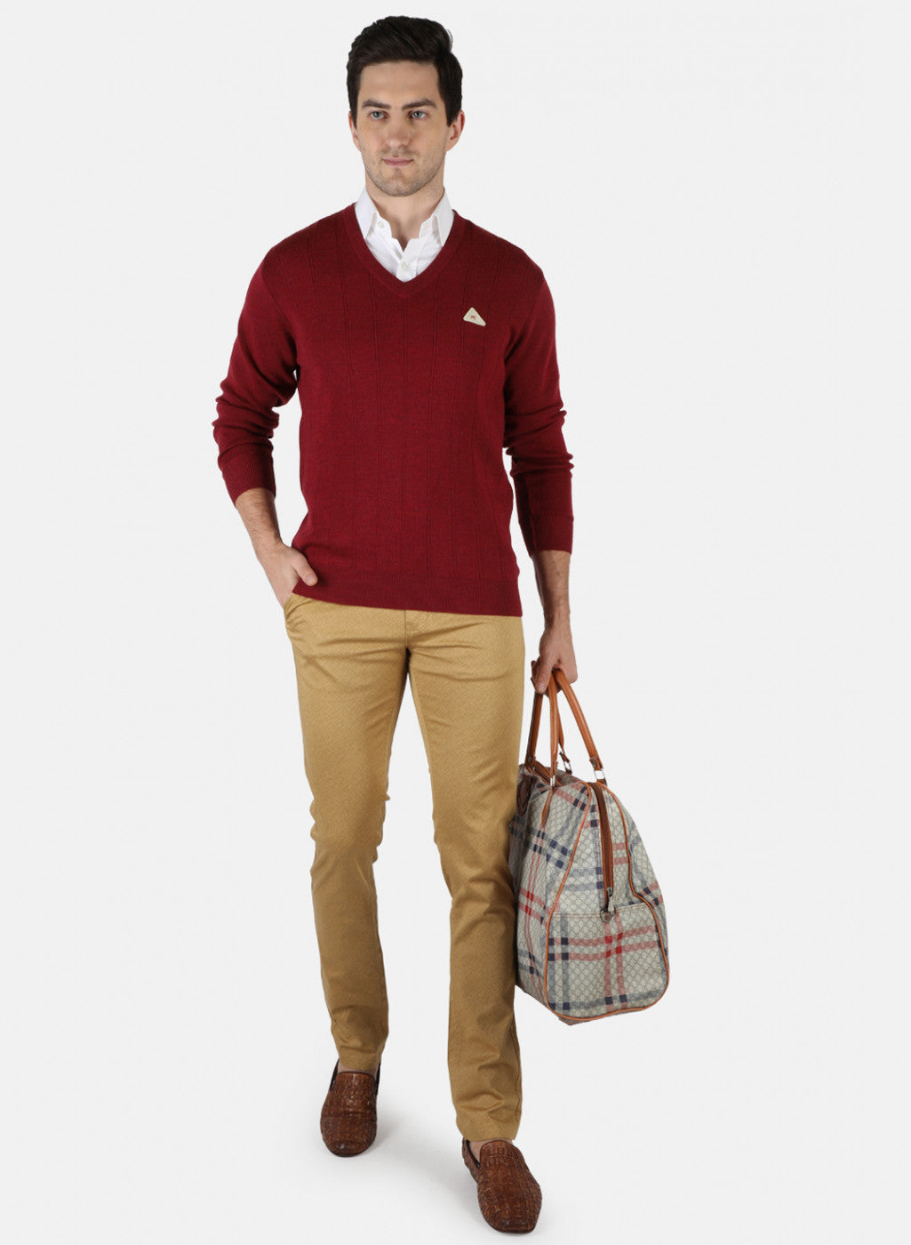 Men Maroon Solid Pullover