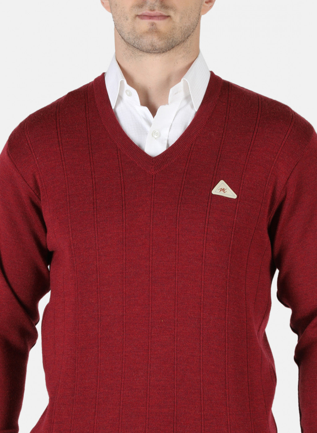 Men Maroon Solid Pullover