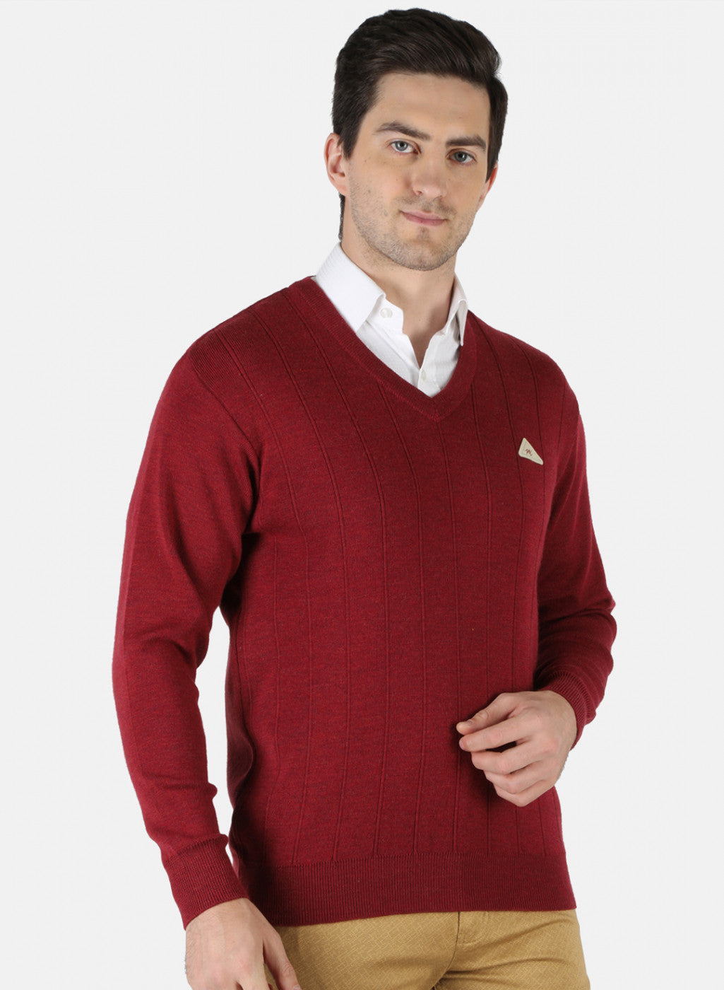 Men Maroon Solid Pullover