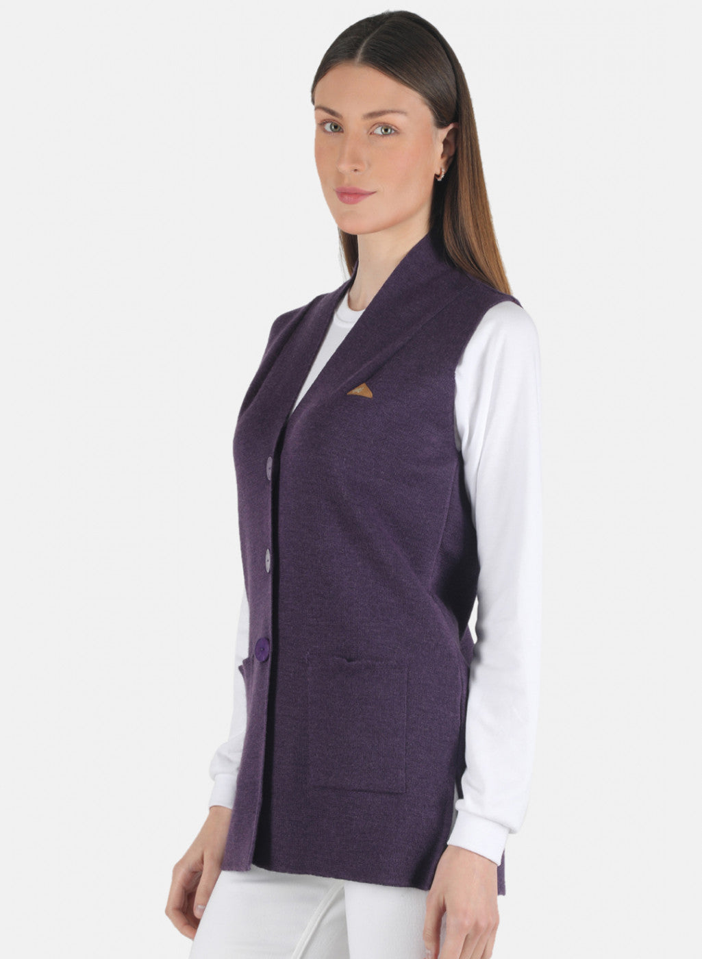 Women Purple Solid Cardigan