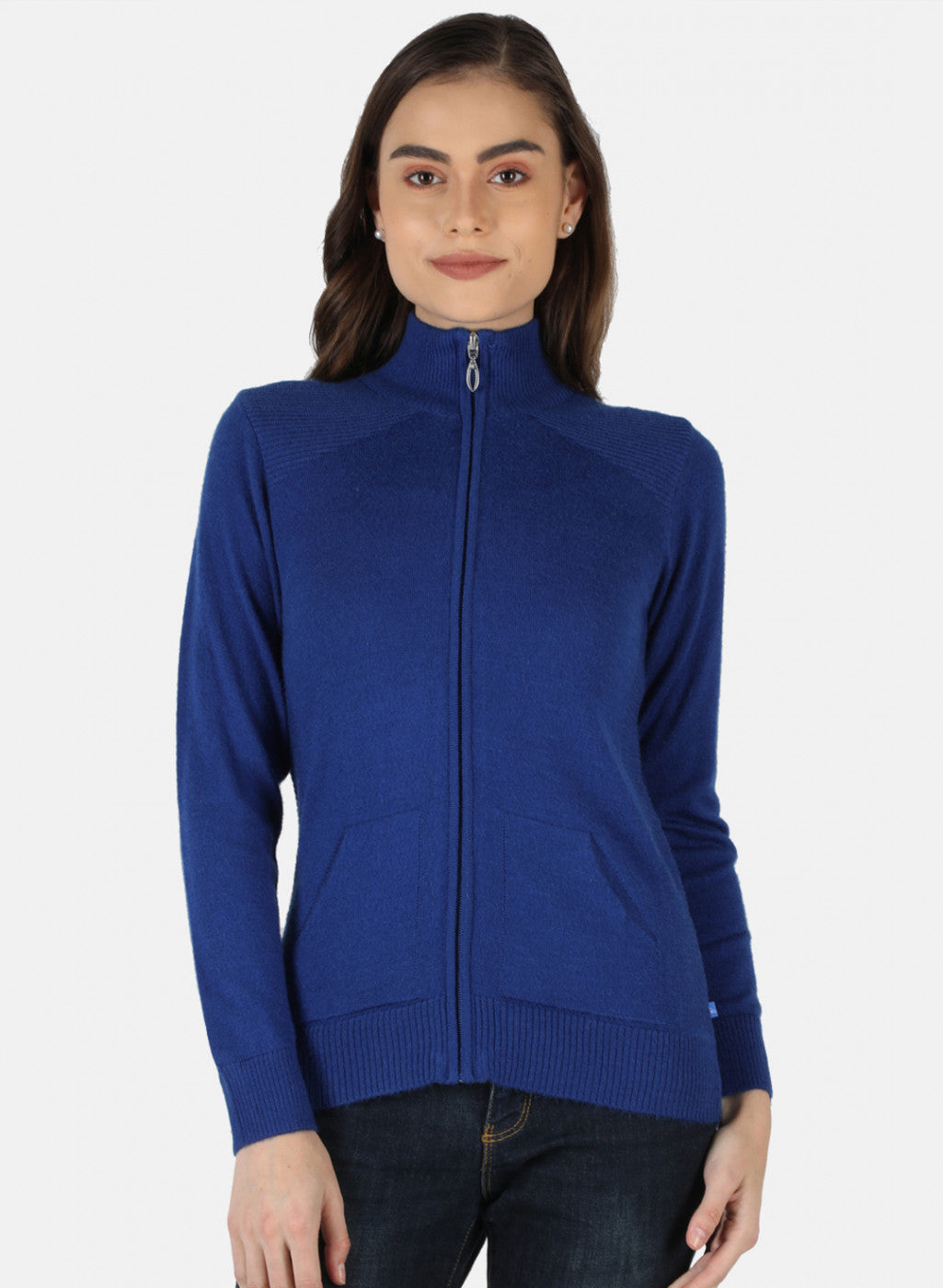 Women Blue Solid Cardigan
