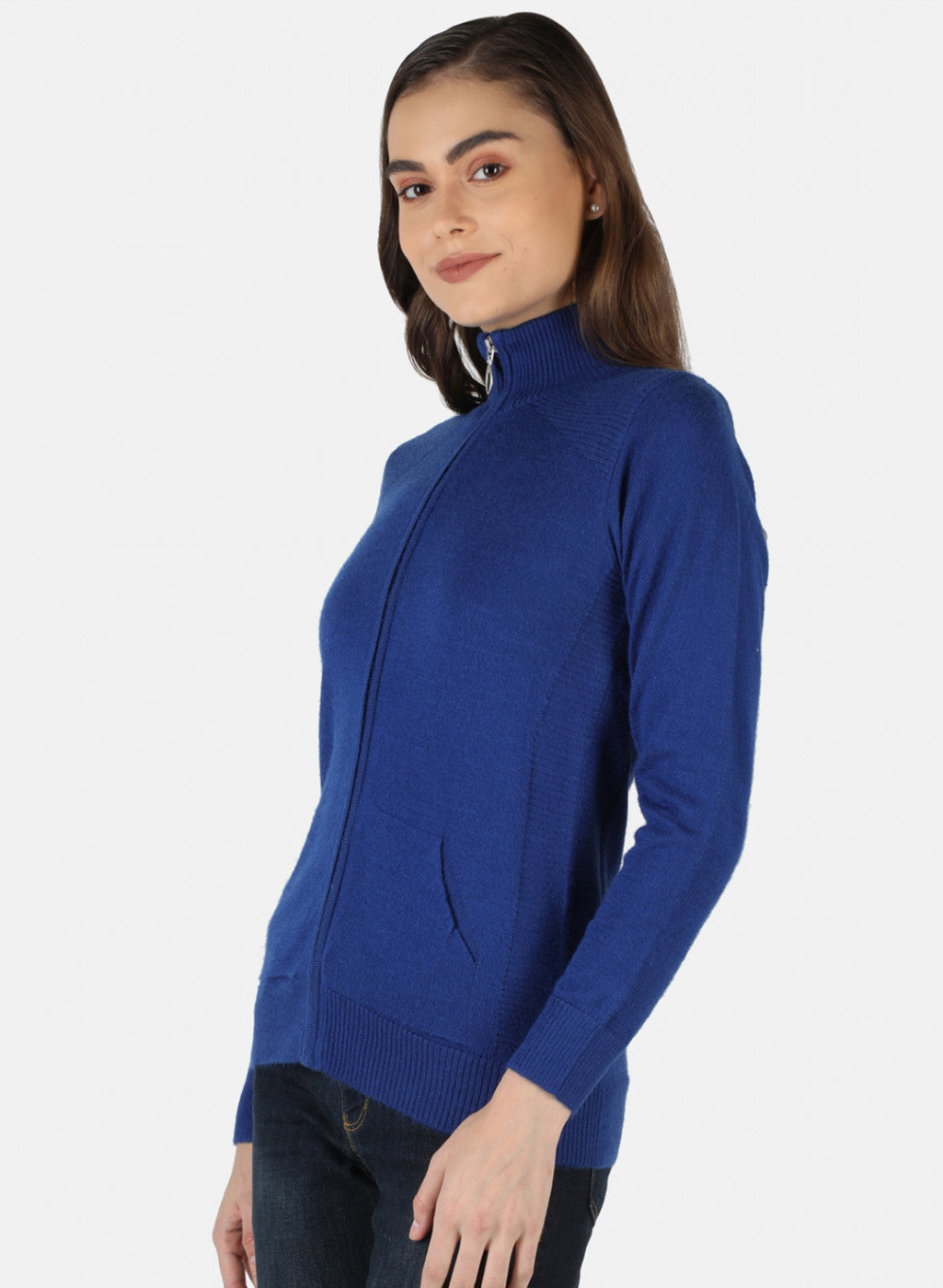 Women Blue Solid Cardigan