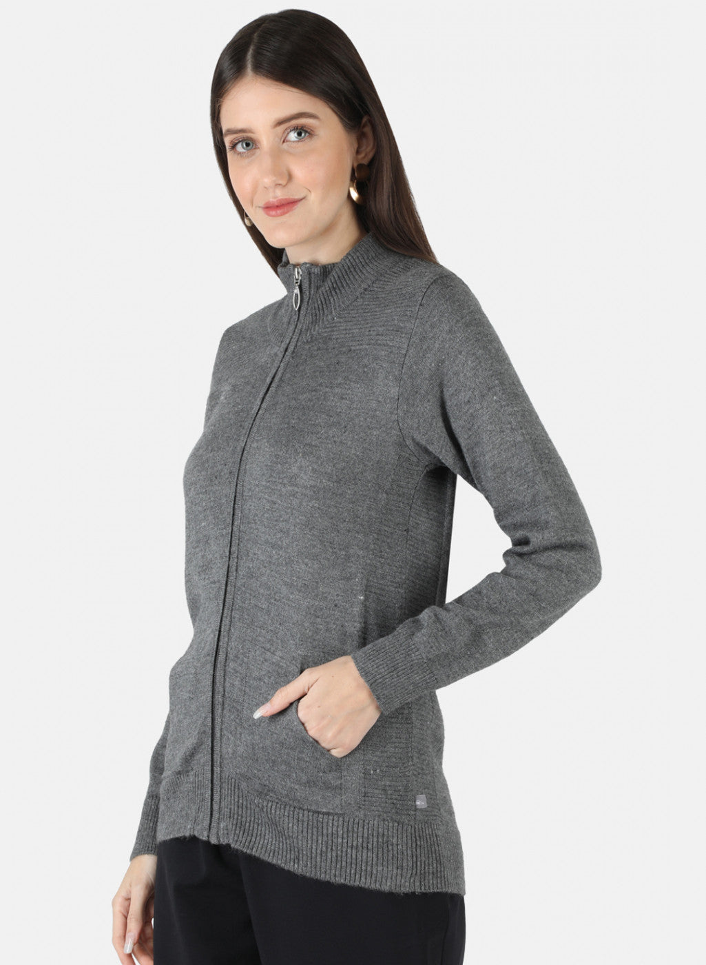 Women Grey Solid Cardigan
