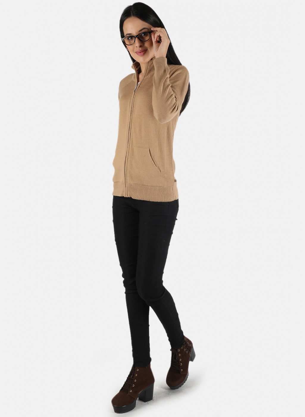 Women Brown Solid Cardigan